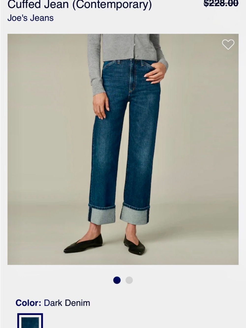 Joe's Jeans Dark Denim Cropped Cuffed Straight Jeans